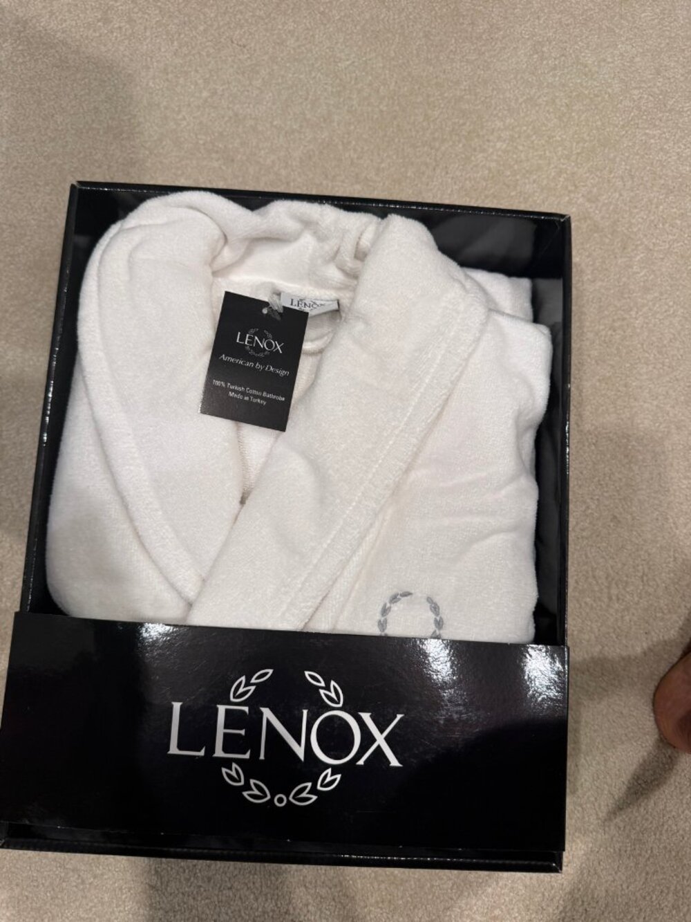 Lenox White Turkish Cotton Bathrobe One Size New in Box